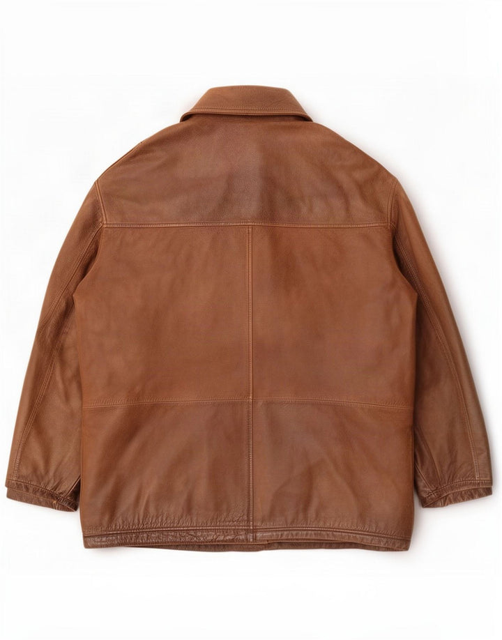 Jaqueta de couro masculina Trapper UK 50 5XL marrom