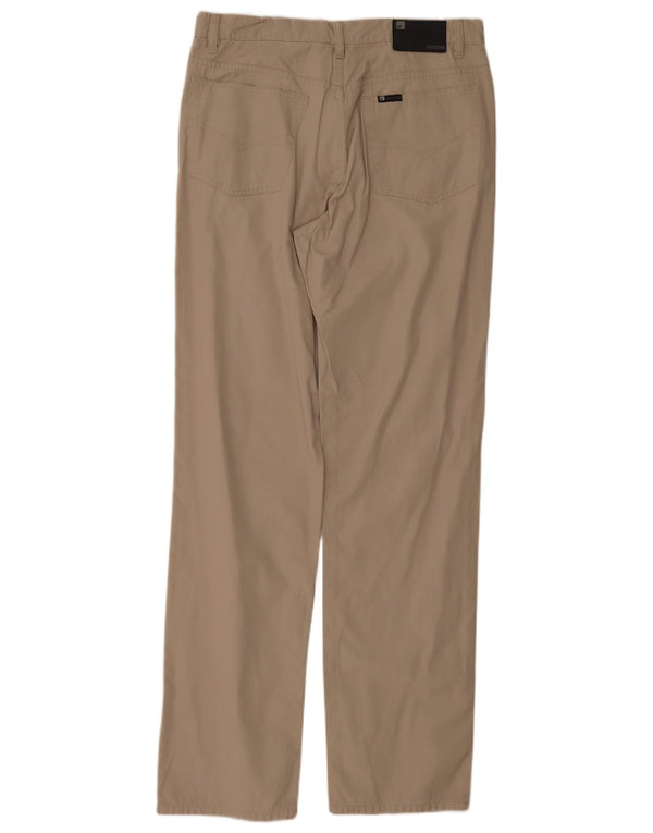 Belfe Calça masculina reta casual W33 L33 algodão bege
