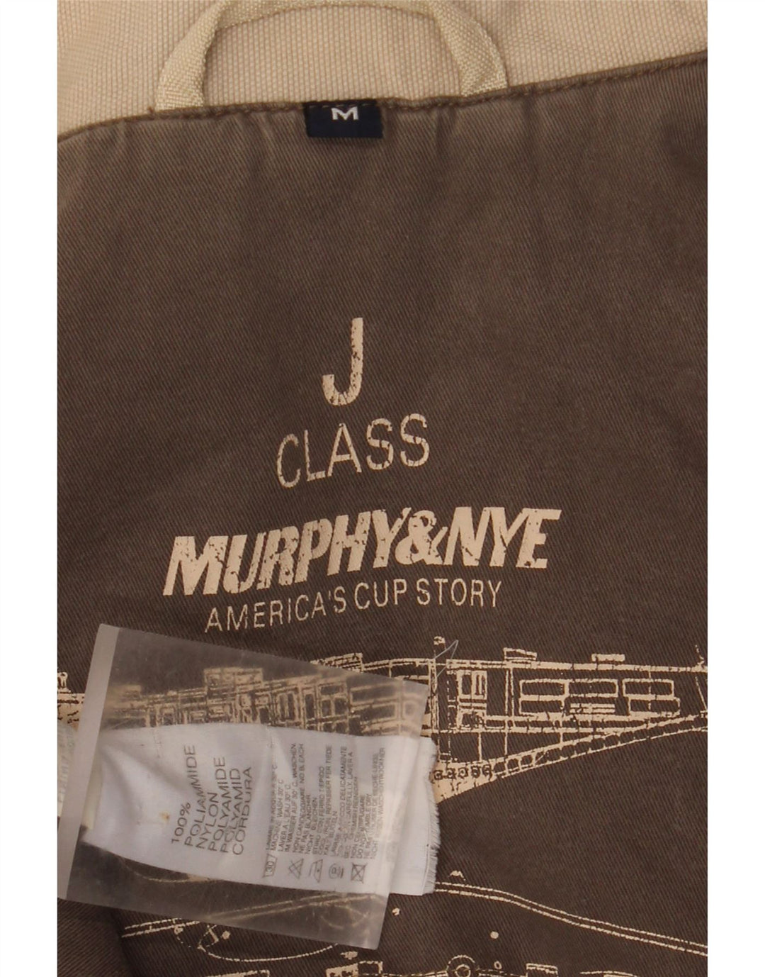 Jaqueta corta-vento masculina Murphy & Nye Reino Unido 38 nylon bege médio