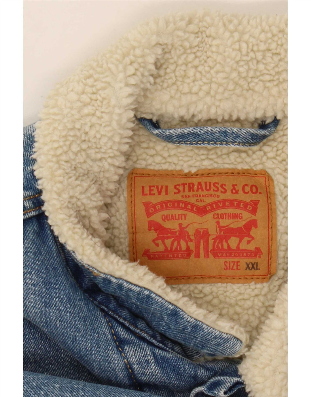 Jaqueta jeans masculina Sherpa Levi's UK 44 2XL algodão azul