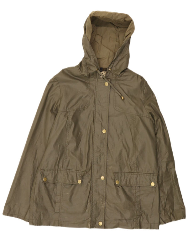 Marks & Spencer Womens Hooded Oversized Waxed Jacket UK 10 Small Green