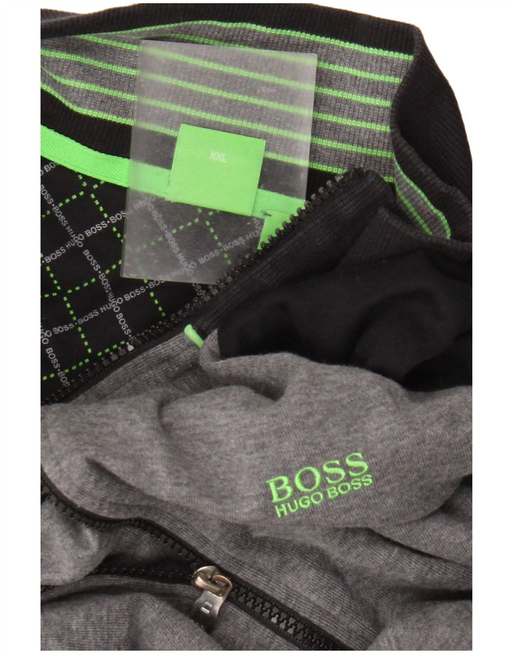 Hugo Boss Jaqueta masculina de agasalho 2XL cinza bloco colorido