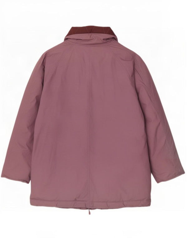 Casaco acolchoado feminino vintage UK 20 2XL algodão roxo