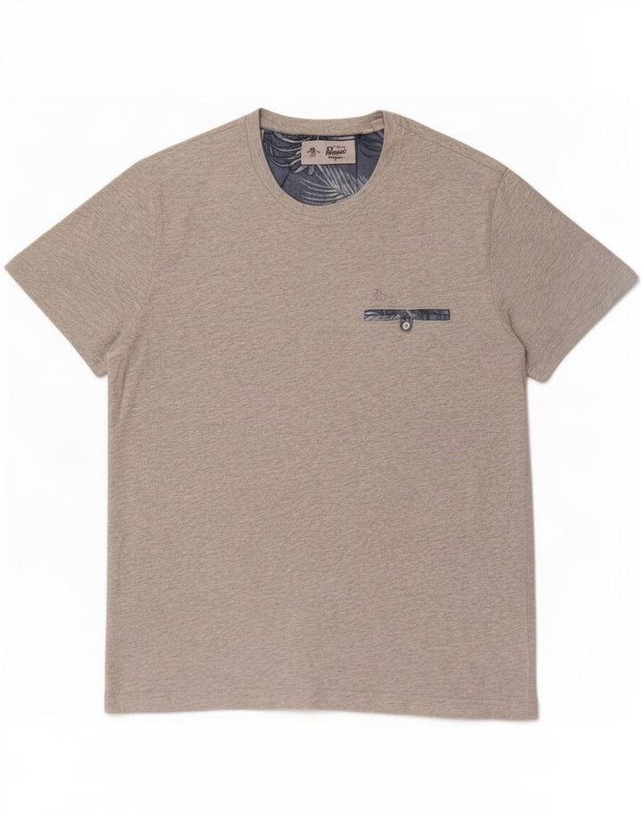 Camiseta masculina Penguin Top grande algodão cinza