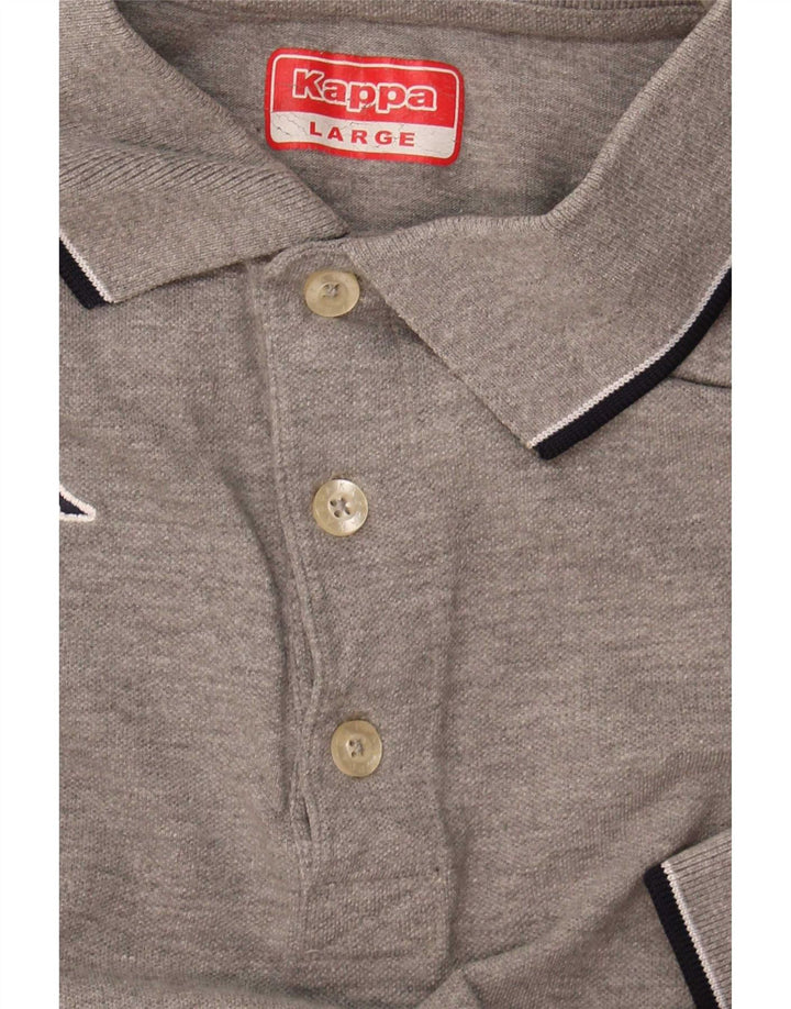 Camisa polo masculina Kappa grande cinza manchada