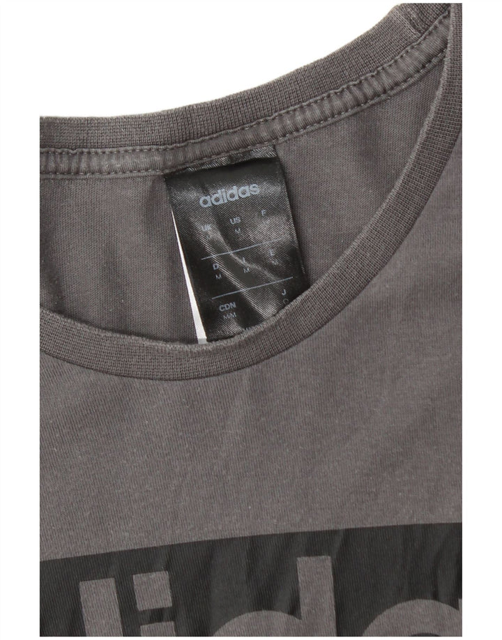 Adidas Mens Three Stripes Graphic Camiseta Top Médio Algodão Cinza