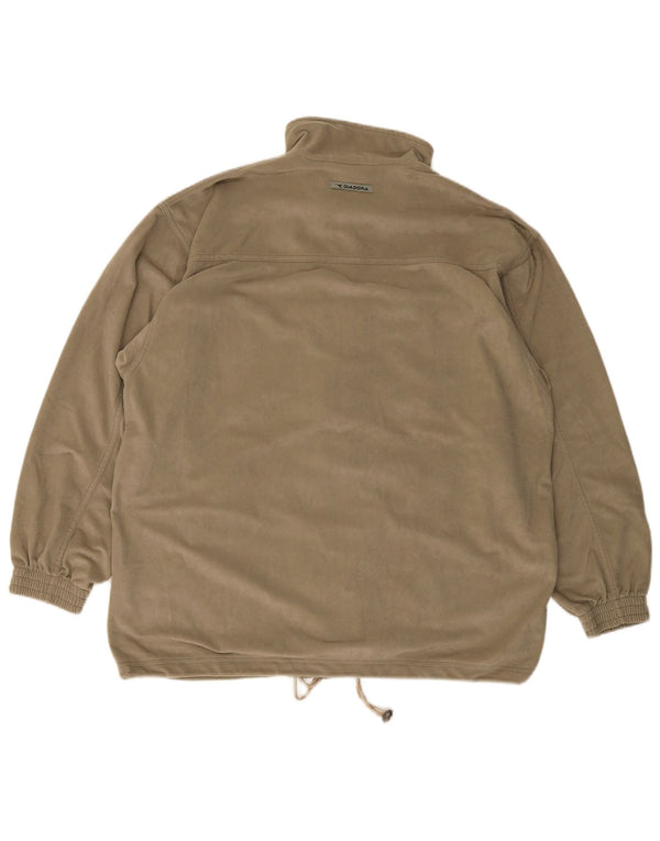 Diadora Mens Velour Tracksuit Top Jacket UK 42 Grande Poliéster Cáqui