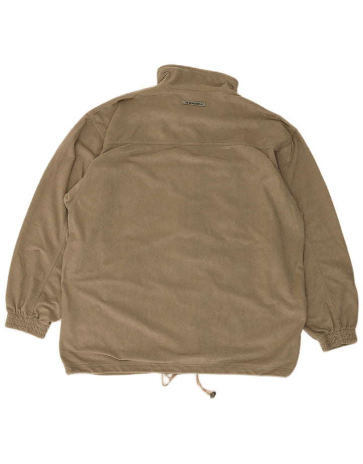 Diadora Mens Velour Tracksuit Top Jacket UK 42 Grande Poliéster Cáqui