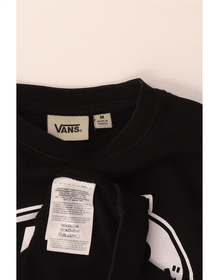 VANS feminino gráfico moletom jumper UK 14 médio preto algodão
