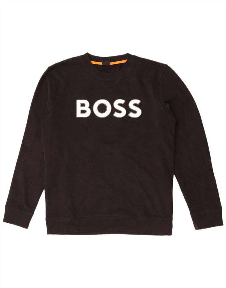 Hugo Boss moletom gráfico masculino jumper grande algodão preto