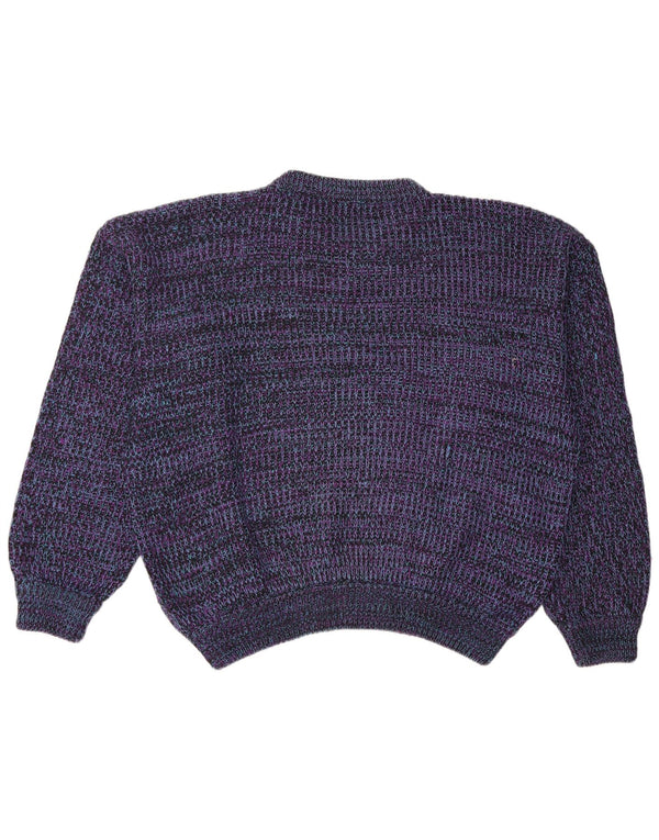 Suéter masculino vintage com gola redonda XL listrado roxo