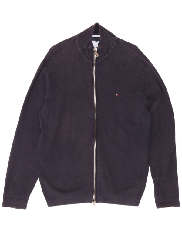 Suéter cardigã masculino Tommy Hilfiger grande algodão azul marinho