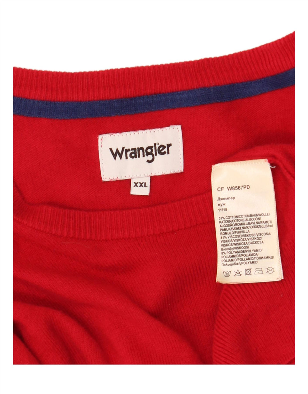 Wrangler Suéter masculino com gola canoa 2XL algodão vermelho