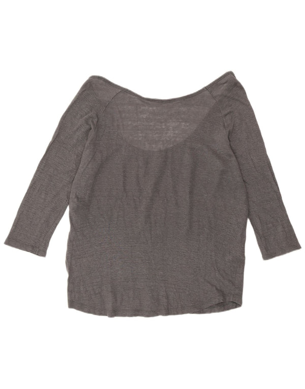 Top feminino Zara manga 3/4 Reino Unido 16 grande cinza