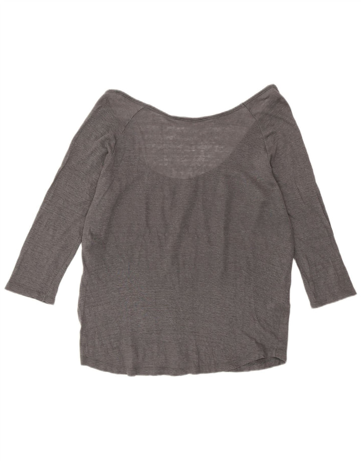 Top feminino Zara manga 3/4 Reino Unido 16 grande cinza