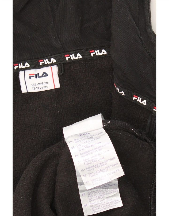 FILA Boys Graphic Zip Hoodie Sweater 13-14 Years Black Cotton Vintage Fila and Second-Hand Fila from Messina Hembry 