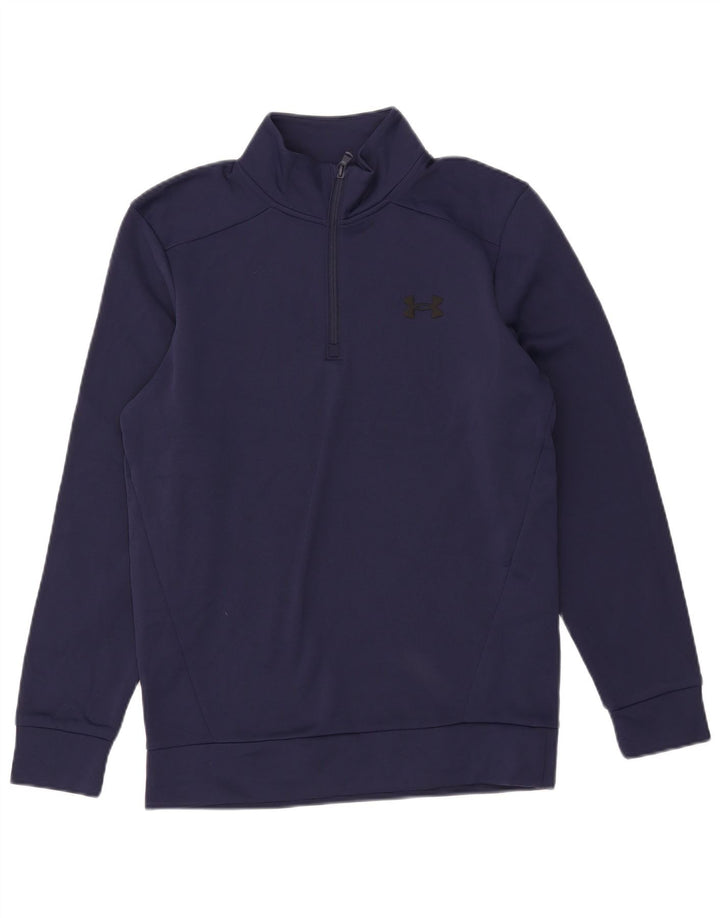 Moletom masculino Under Armour com zíper e gola em poliéster azul marinho pequeno