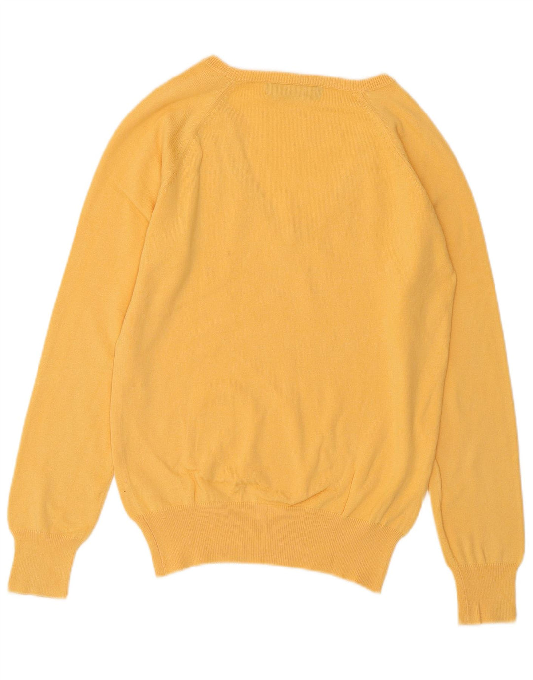Suéter feminino ZARA com decote em V Reino Unido 14 grande algodão amarelo