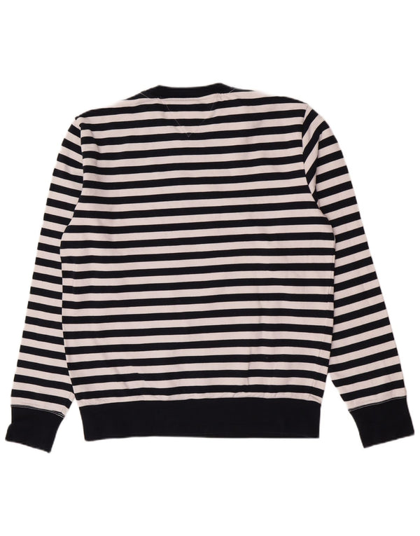 Tommy Hilfiger Mens Graphic Sweatshirt Jumper XL Navy Blue Striped Cotton