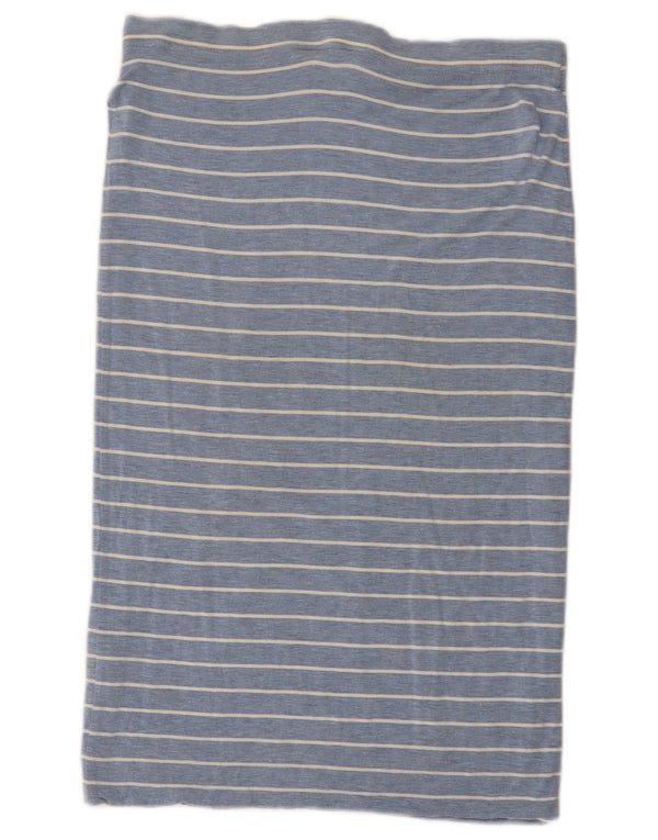 Saia reta feminina Joules Reino Unido 12 médio W32 viscose listrada azul