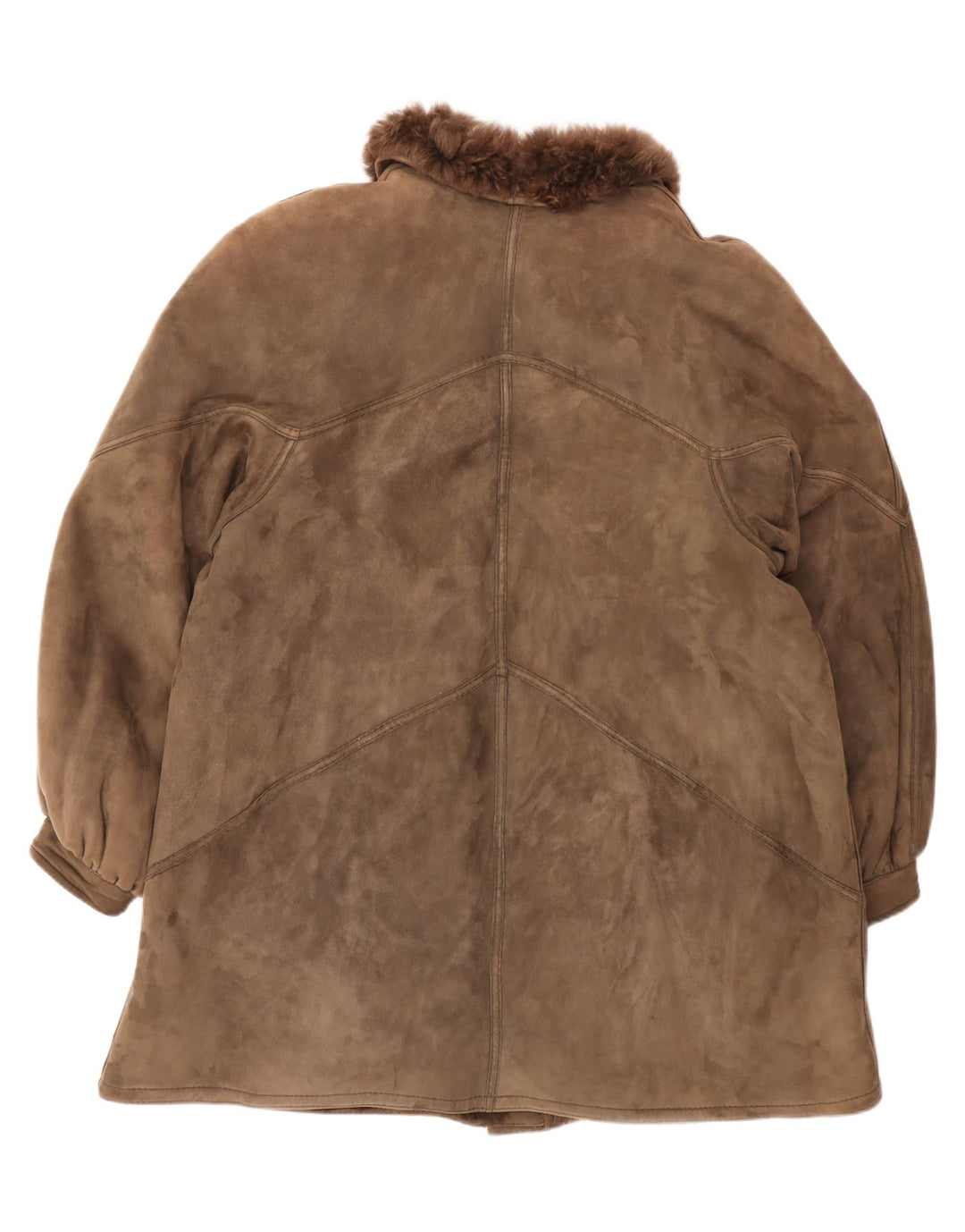 Casaco feminino vintage de shearling UK 18 XL marrom
