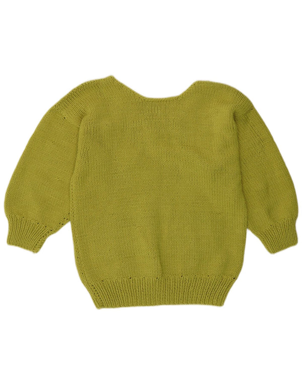 Suéter feminino vintage com decote em V Reino Unido 16 grande verde