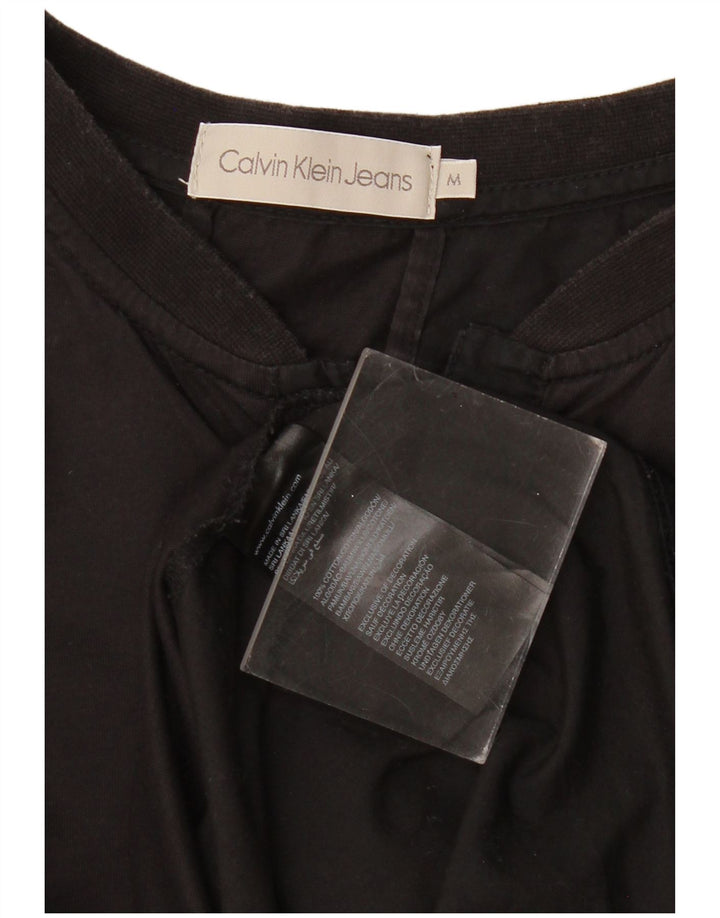 Calvin Klein Jeans Feminino Top Manga Longa Reino Unido 12 Médio Algodão Preto