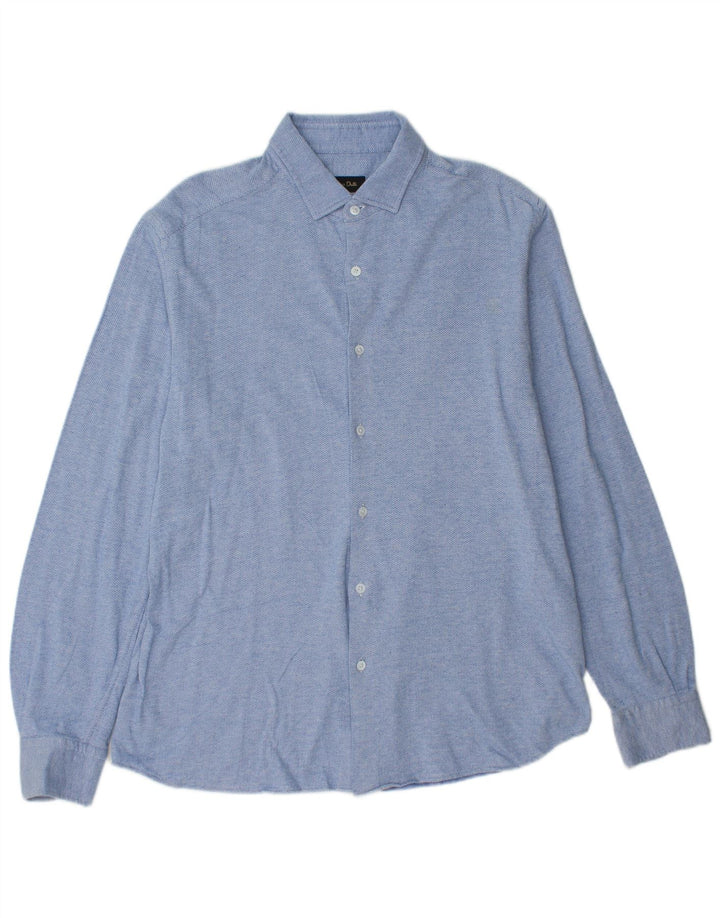 Camisa masculina MASSIMO DUTTI XL azul Chevron algodão