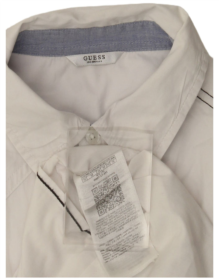 Camisa feminina Guess UK 16 grande algodão branco