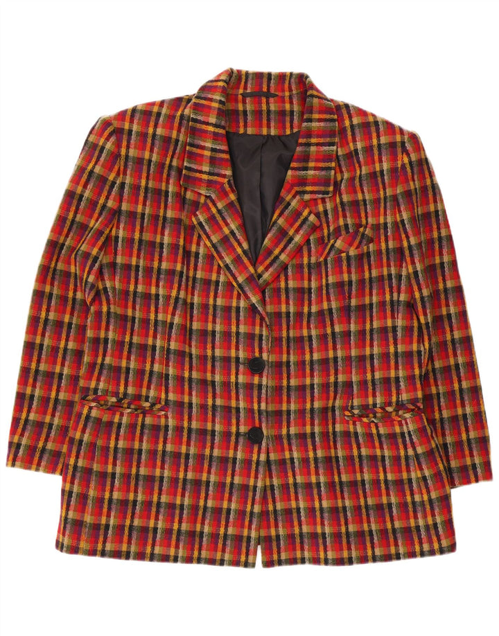 Jaqueta Blazer Feminina Vintage com 2 Botões UK 16 Grande Xadrez Multicolorido