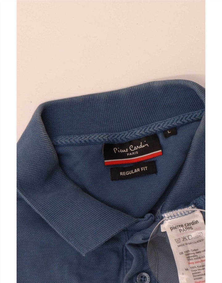 Camisa polo masculina Pierre Cardin Regular Fit grande algodão azul