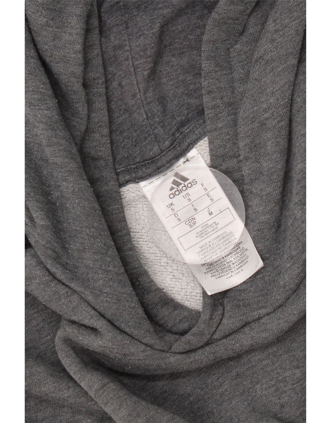 Adidas Mens Hoodie Jumper Pequeno Algodão Cinza