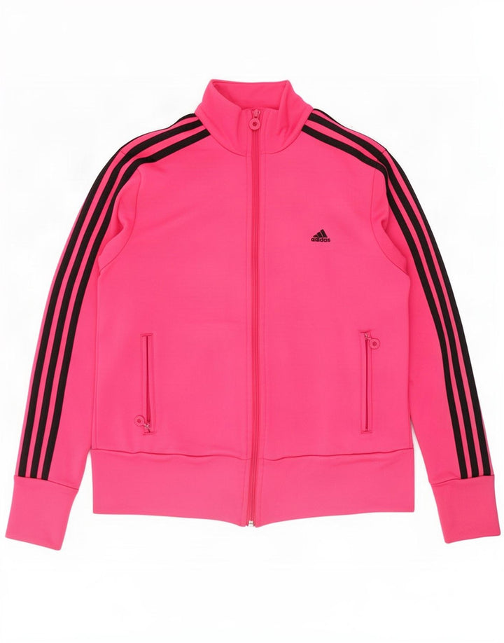 Adidas Womens Tracksuit Top Jacket UK 16 Grande Rosa Poliéster
