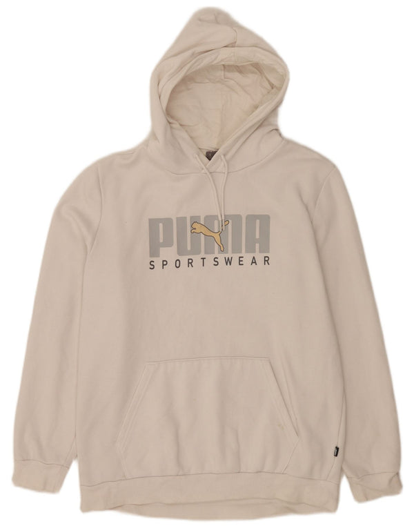 Puma masculino gráfico moletom com capuz médio branco algodão esportivo