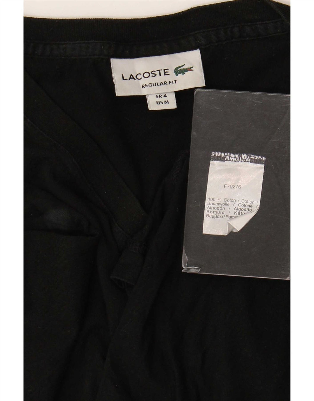 Camiseta masculina Lacoste Regular Fit tamanho 4 médio algodão preto