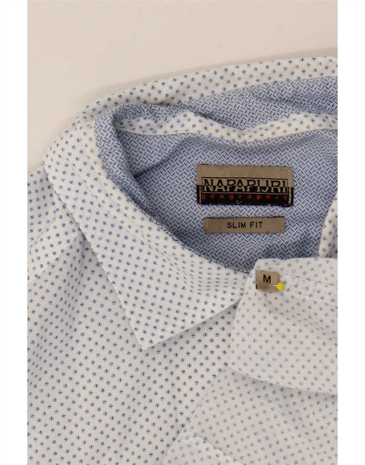 Camisa masculina Slim Fit Napapijri média branca manchada