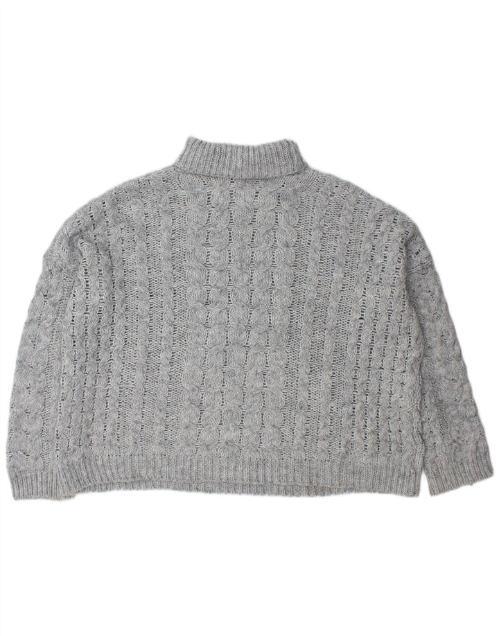 Zara Suéter feminino oversized com gola redonda Reino Unido 14 cinza médio acrílico