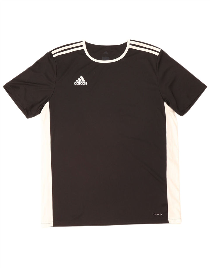 Adidas Mens Climalite Camiseta Top Grande Preto Colorblock Poliéster