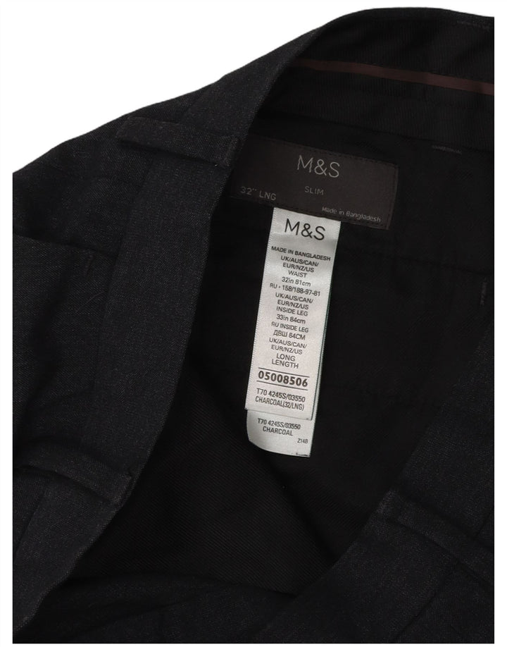 Calça Chino Slim Masculina Marks & Spencer W32 L33 Cinza Poliéster