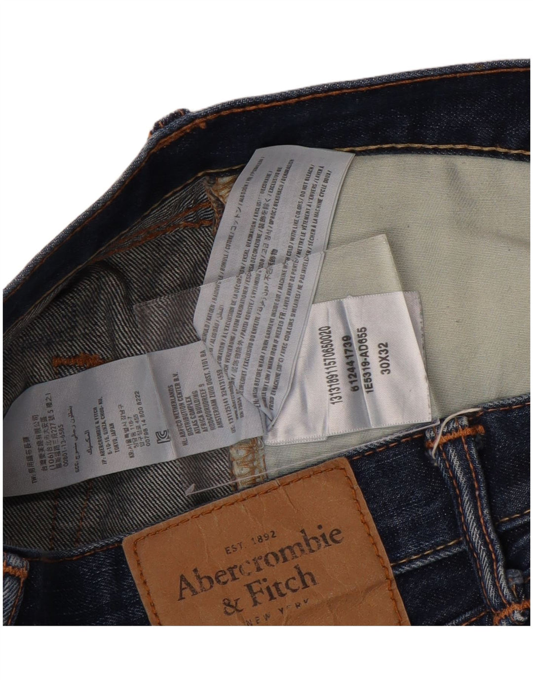 ABERCROMBIE & FITCH Jeans Slim Masculino W30 L32 Algodão Azul