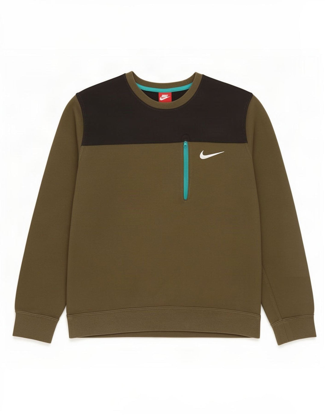 Moletom masculino Nike Jumper grande cáqui colorblock algodão