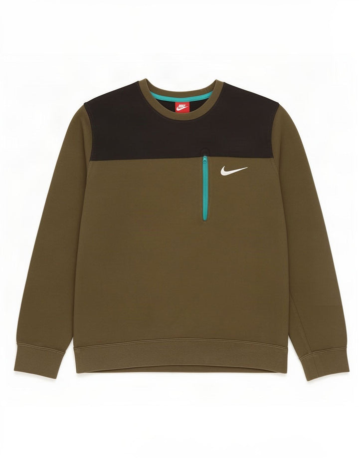 Moletom masculino Nike Jumper grande cáqui colorblock algodão