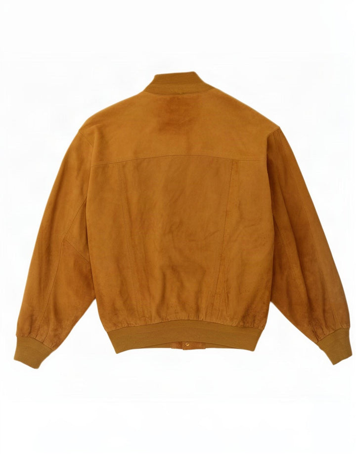 Jaqueta bomber masculina vintage de camurça IT 56 3XL couro bege
