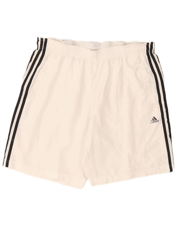 Shorts de natação masculinos Adidas Climacool grande poliéster branco colorblock