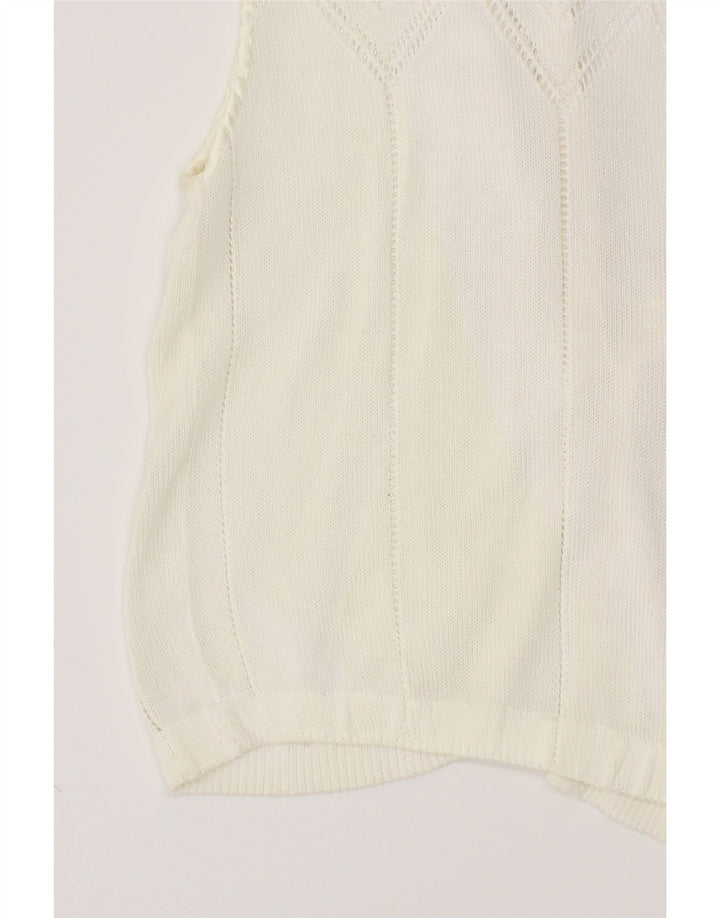 VINTAGE Womens Sleeveless Cardigan Sweater IT 48 XL White Cotton Vintage Vintage and Second-Hand Vintage from Messina Hembry 