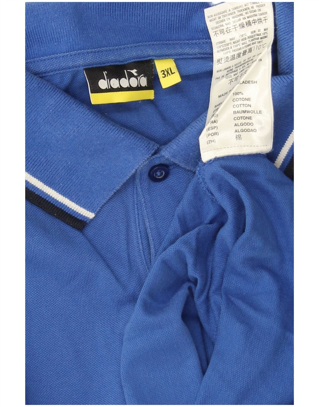 Camisa polo masculina Diadora 3XL algodão azul