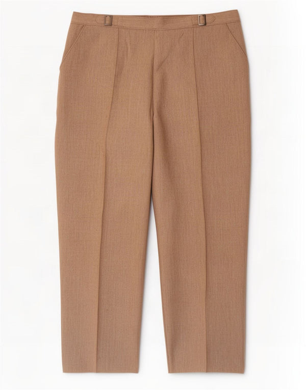 Calças cortadas femininas Marks & Spencer Reino Unido 14 grande W32 L24 poliéster bege