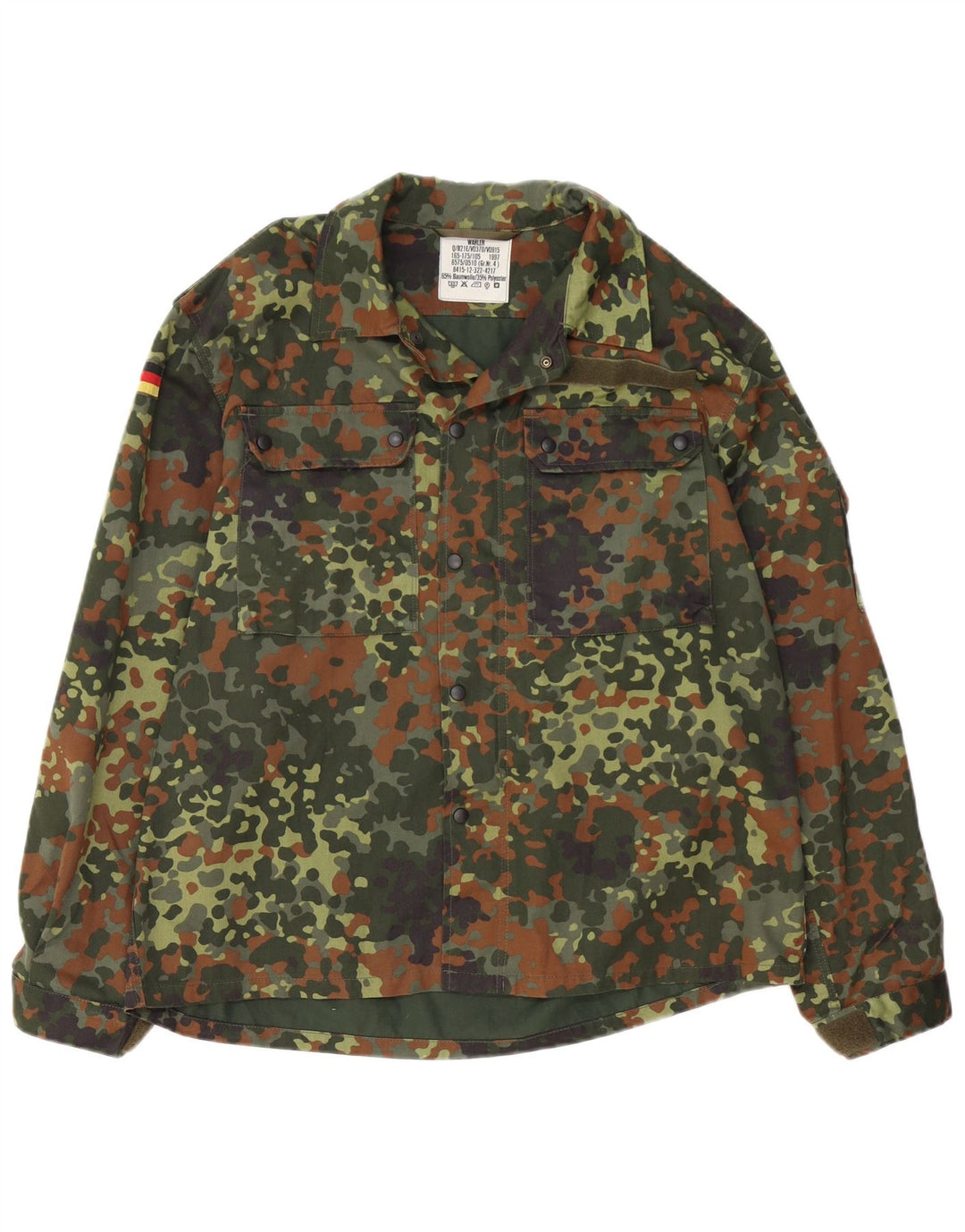 Jaqueta militar masculina VINTAGE Reino Unido 40 grande algodão camuflado cáqui