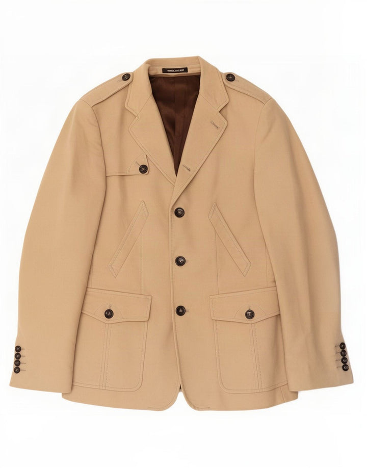 Manuel Ritz Pipo Jaqueta blazer masculina militar de 3 botões IT 50 grande bege