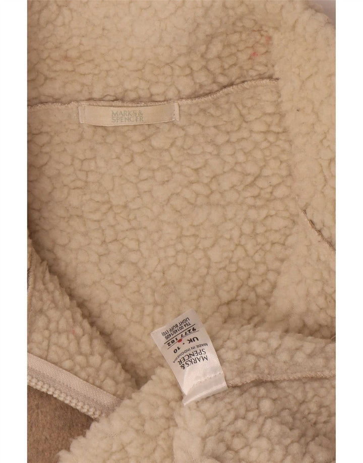 Sobretudo feminino Sherpa da Marks & Spencer Reino Unido 10 pequeno bege manchado